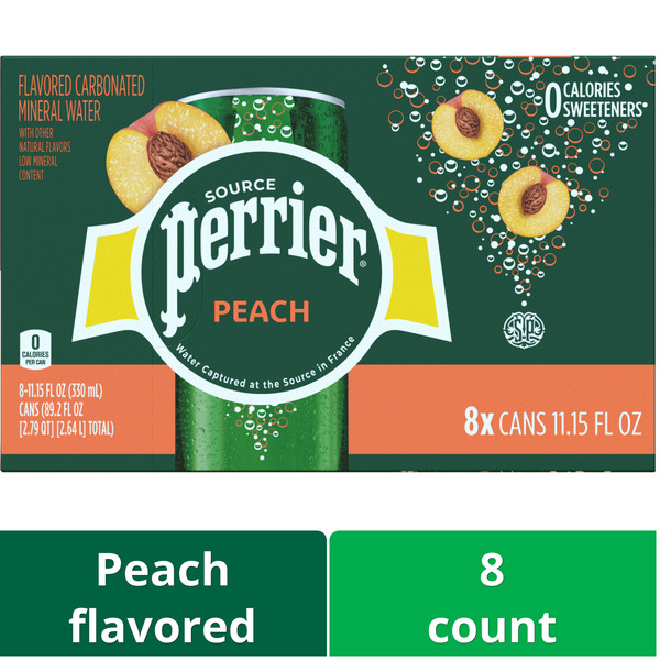 Water, Seltzer & Sparkling Water Perrier Peach Flavored Carbonated Mineral Water hero