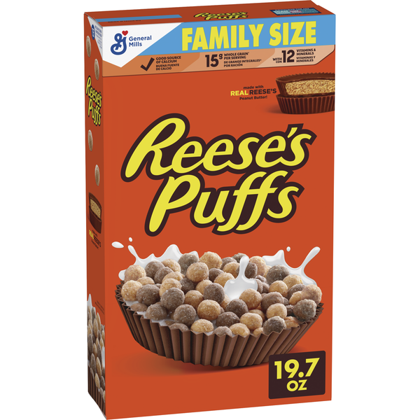 Cereal General Mills Reese's Puffs Chocolatey Peanut Butter Kids Breakfast Cereal hero