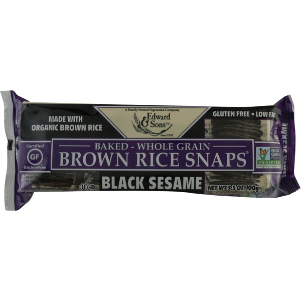 Crackers Edward & Sons Brown Rice Snaps, Black Sesame hero