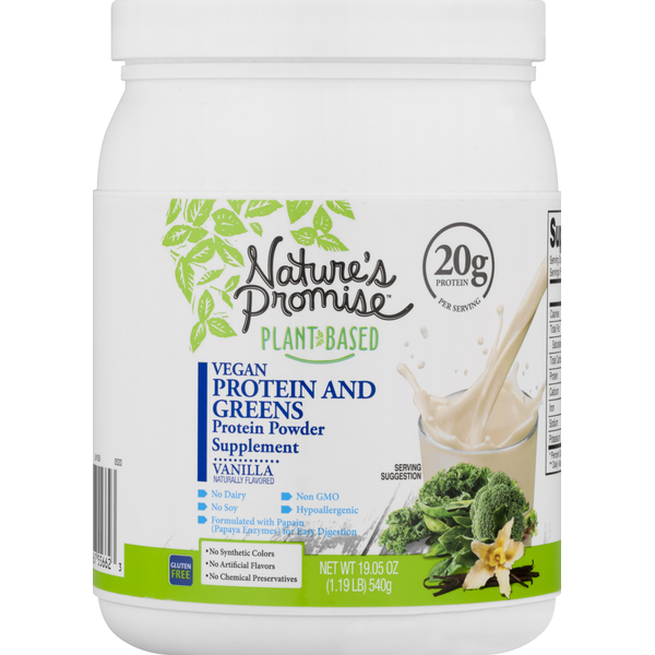 Protein & Meal Replacements Nature's Promise Protein Powder, Vegan, Vanilla, Protein and Greens hero