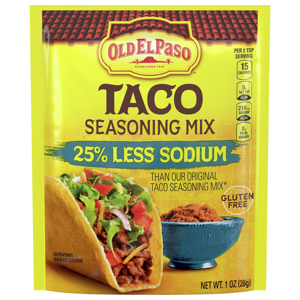 Latin Foods Old El Paso Seasoning Mix, Taco, 25% Less Sodium hero