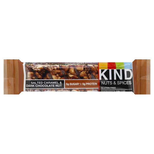 Energy & Granola Bars KIND Bar, Nuts & Spices, Salted Caramel & Dark Chocolate Nut hero