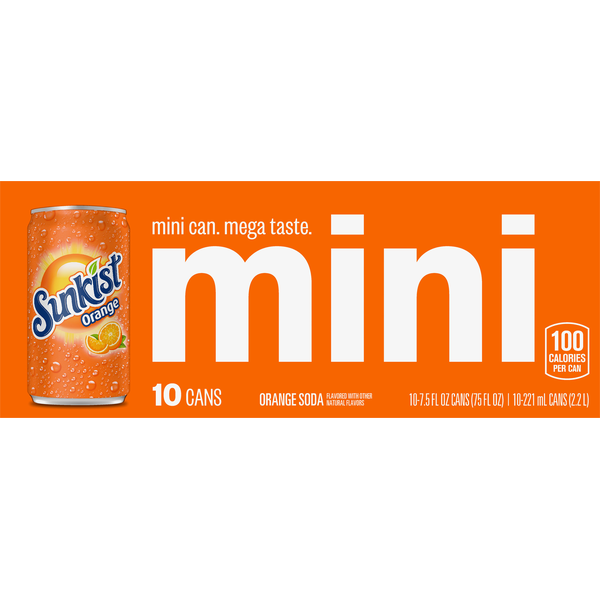 Soft Drinks Sunkist Orange Soda Mini Cans hero