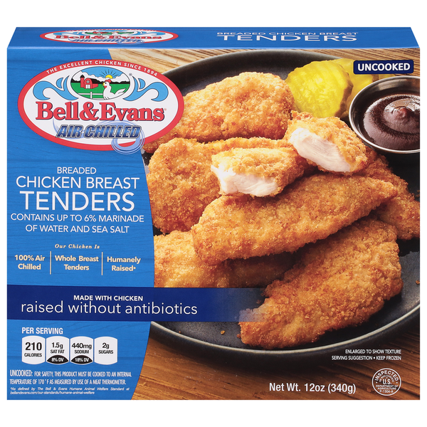 Frozen Meat & Seafood Bell & Evans Chicken Breast Tenders, Breaded, Uncooked hero