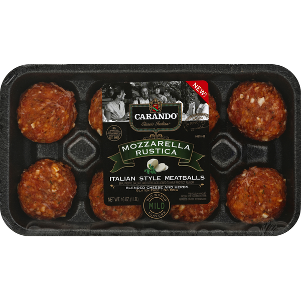 Packaged Meat Carando Mozzarella Rustica Italian Style Meatballs hero