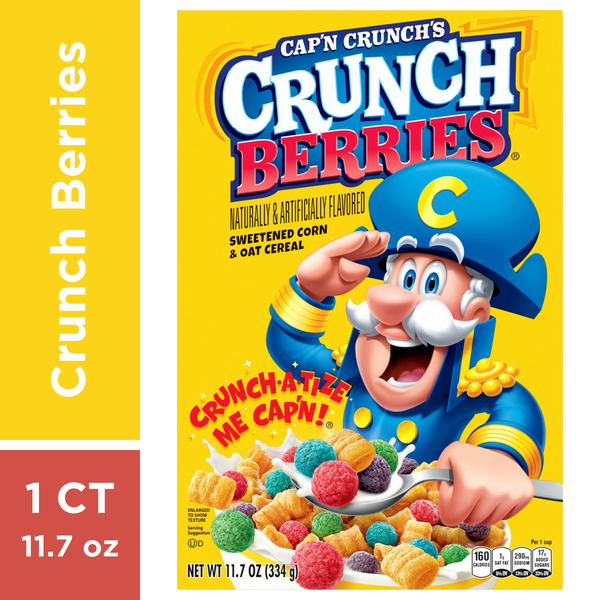 Cereal & Granola Cap'N Crunch Sweetened Corn & Oat Cereal Crunch Berries Naturally & Artificial Flavor 11.7 Oz hero