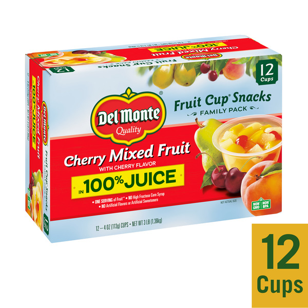 Canned Fruit & Applesauce Del Monte Fruit Cup Snacks Cherry Mixed Fruit with Cherry Flavor in Juice hero