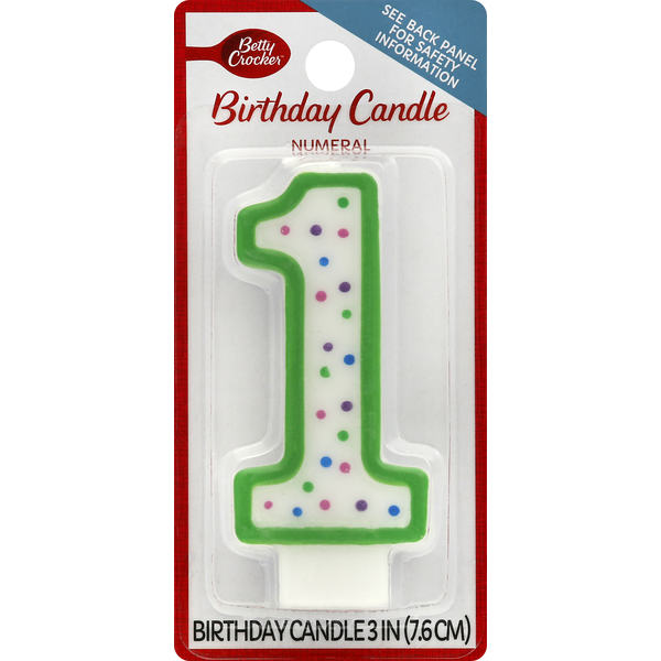 Baking Supplies & Decor Betty Crocker Birthday Candle, Numeral 1, 3 Inch hero