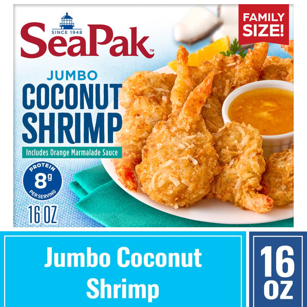 SeaPak Jumbo Coconut Shrimp with Orange Marmalade Sauce, Frozen hero