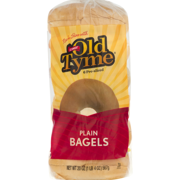 Buns & Rolls Schmidt Old Tyme Bagels, Plain, Pre-Sliced hero