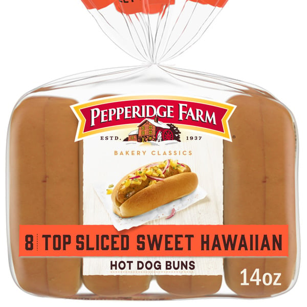 Buns & Rolls Pepperidge Farm Top Sliced Sweet Hawaiian Hot Dog Buns hero