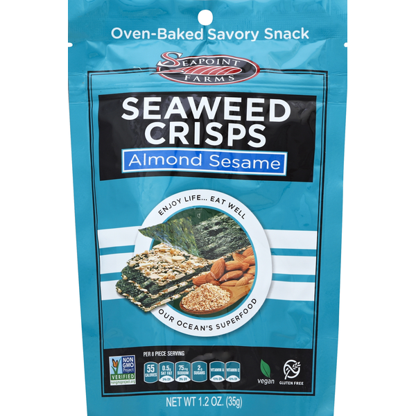 Chips & Pretzels Seapoint Farms Seaweed Crisps, Almond Sesame hero