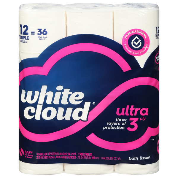 Paper Goods White Cloud Bath Tissue, Unscented, Ultra, 3 Ply hero