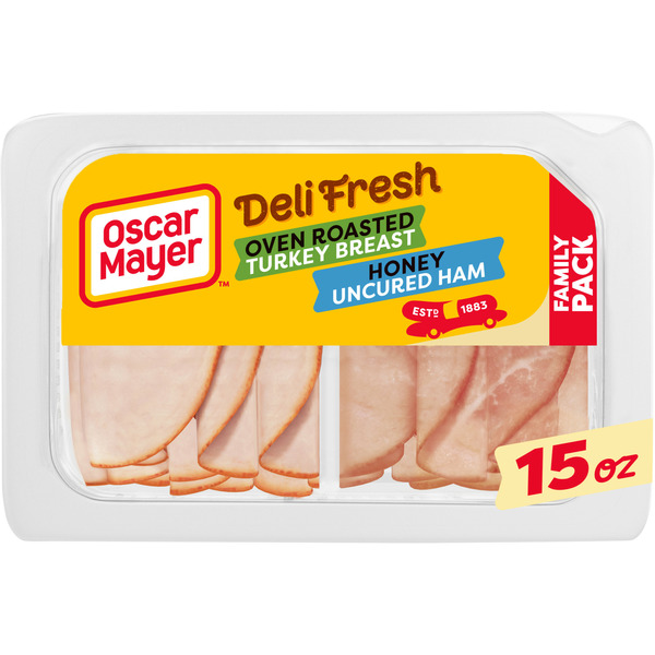 Lunch Meat Oscar Mayer Oven Roasted Turkey Breast & Honey Uncured Ham Sliced Deli Sandwich Lunch Meat hero