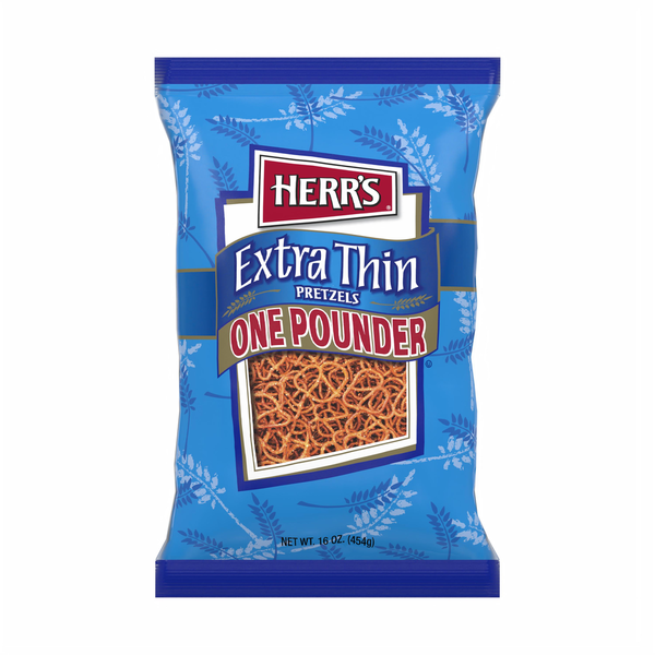 Chips & Pretzels Herr's Pretzels, Extra Thin, One Pounder hero