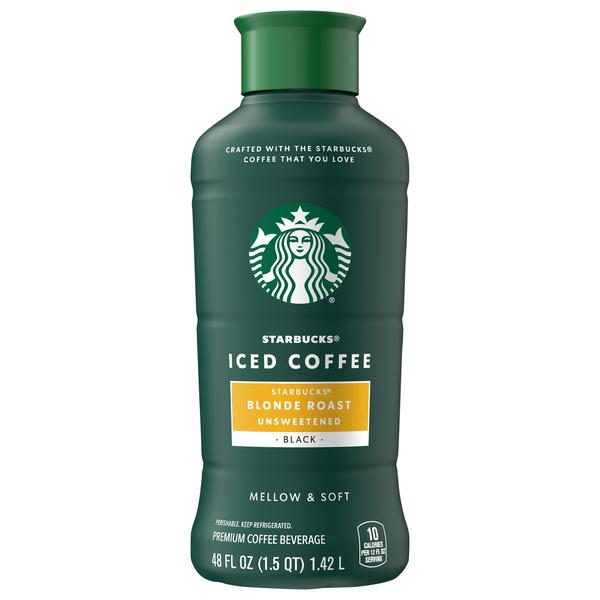 Refrigerated Juice, Coffee, & Tea Starbucks Iced Coffee, Blonde Roast, Unsweetened, Black hero