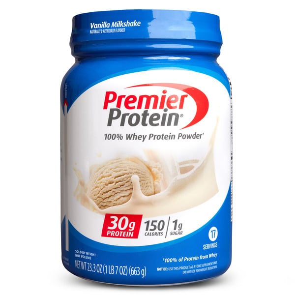 Protein & Meal Replacements Premier Protein 100% Whey Protein Powder, Vanilla Milkshake, 30g Protein hero