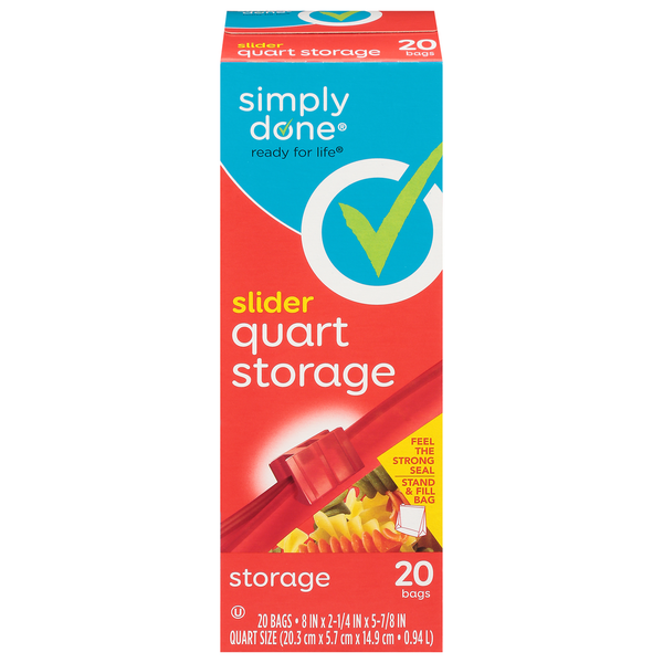 Simply Done Storage Bags, Slider, Quart Size hero