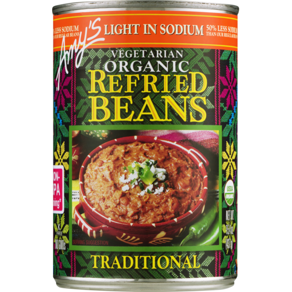 Canned Meals & Beans Amy's Kitchen Light in Sodium Traditional Refried Beans hero