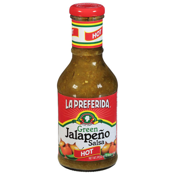 Latino Foods La Preferida Salsa, Green Jalapeno, Hot hero