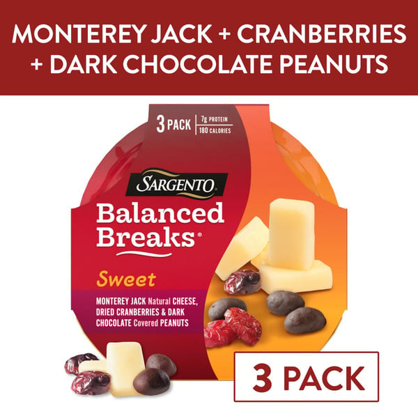 Trail Mix & Snack Mix Sargento Balanced Breaks, Monterey Jack, Cranberries, Peanuts, Sweet, 3 Pack hero