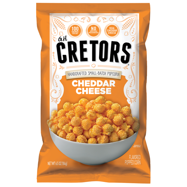 Popcorn & Jerky GH Cretors Flavored Popped Corn, Cheddar Cheese hero