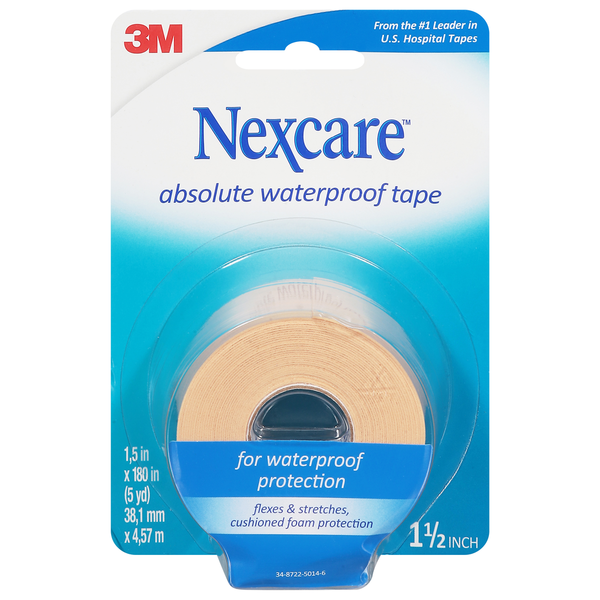 First Aid Nexcare Tape, Absolute Waterproof, 1.5 Inch hero