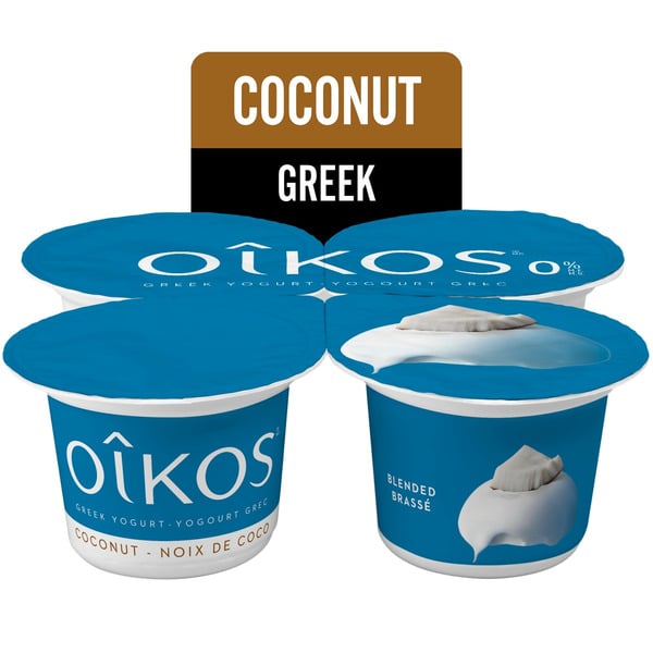 Yogurt Oikos Fat Free Greek Yogurt, Coconut Flavour, Blended, 0% M.F. hero