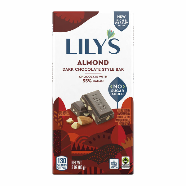 Candy & Chocolate Lily's Almond Dark Chocolate Style No Sugar Added Sweets hero