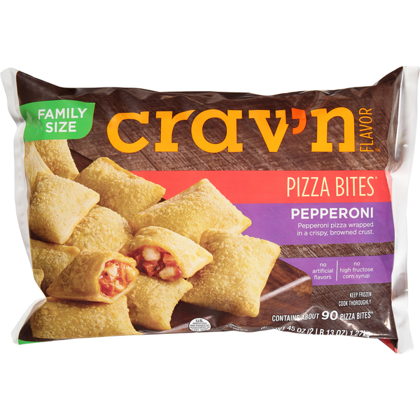 Frozen Pizza Crav'n Flavor Pizza Bites, Pepperoni, Family Size hero