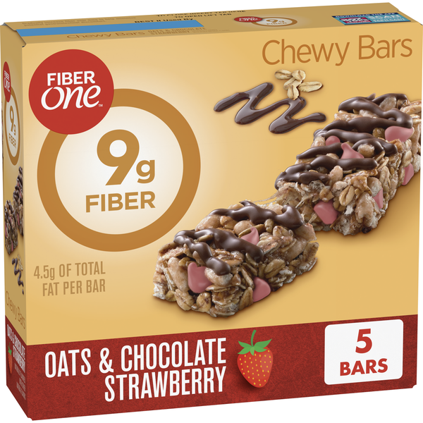 Energy & Granola Bars Fiber One Chewy Bars, Oats & Chocolate Strawberry Fiber Snacks hero