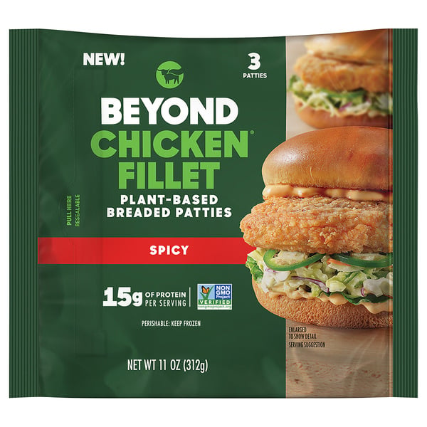 Beyond Meat Beyond Chicken Fillet, Plant-Based Breaded Patties, Spicy hero