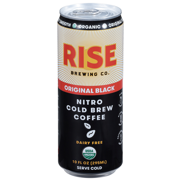 Refrigerated RISE Brewing Co. Coffee, Dairy Free, Cold Brew, Nitro, Original Black hero