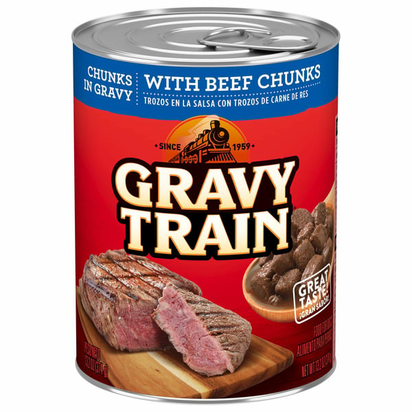 Dog Food Gravy Train Food for Dogs, Chunks in Gravy with Beef Chunks hero