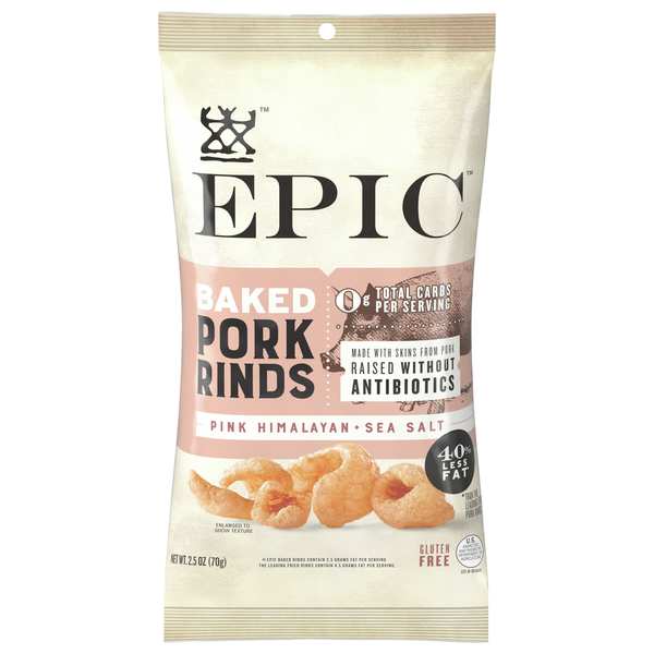 Chips & Pretzels EPIC Pork Rinds, Pink Himalayan and Sea Salt, Baked hero