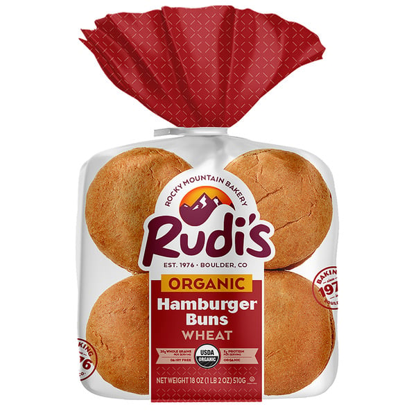 Bread Rudi's Organic Wheat Hamburger Buns hero