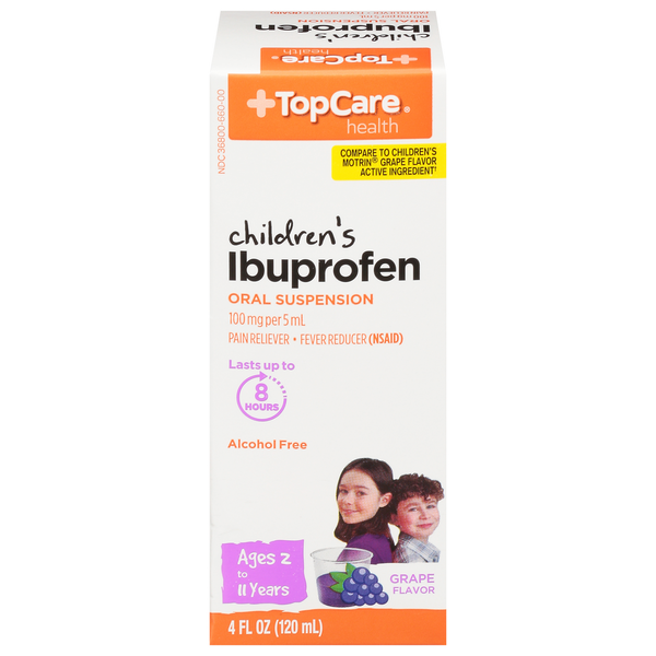 Muscles, Joints & Pain Relief TopCare Ibuprofen, 100 mg, Grape Flavor, Children's hero