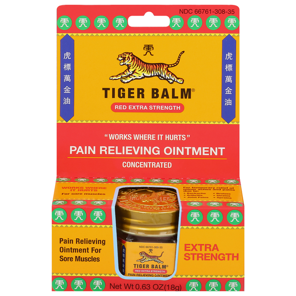 First Aid | Pain Relief Tiger Balm Pain Relieving Ointment, Red Extra Strength hero