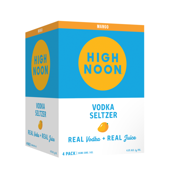 Cocktail Mixes High Noon Mango Vodka Hard Seltzer 355ml Can 4pk hero