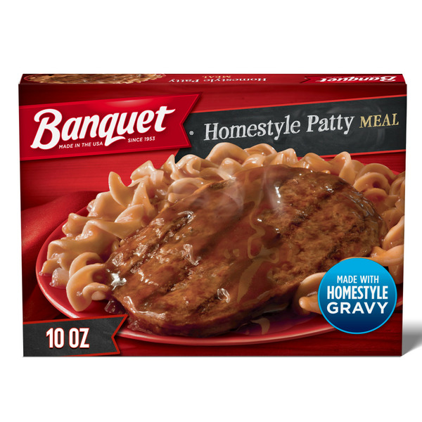 Frozen Meals Banquet Homestyle Patty Meal, Frozen Meal hero