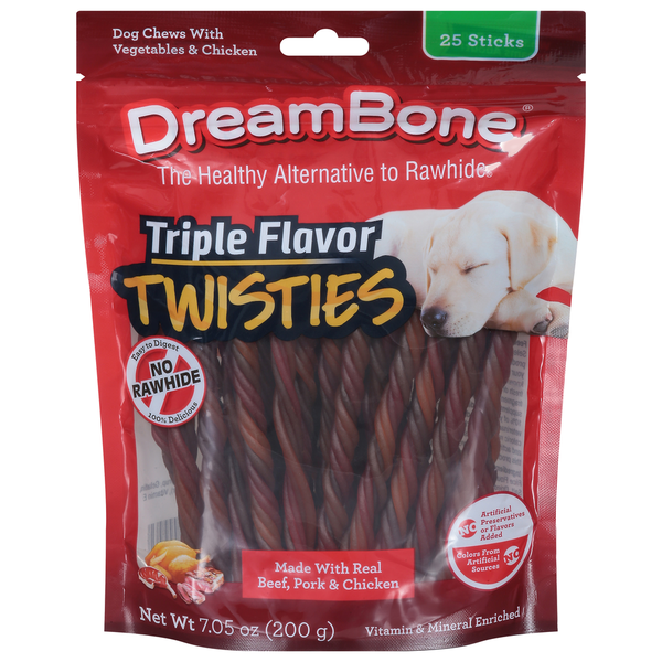 Dog Treats & Chews DreamBone Dog Chews, with Vegetables & Chicken, Twisties, Triple Flavor hero