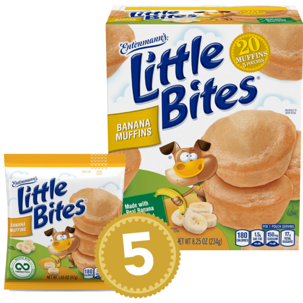 Breakfast Bakery Entenmann's Little Bites, 5 count, Banana Mini Muffins hero