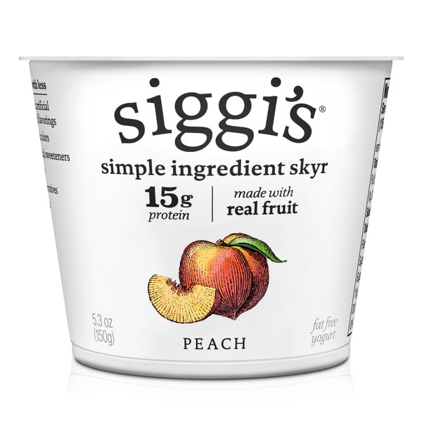 Yogurt Siggi's Strained Non-Fat Peach Icelandic Style Skyr Yogurt hero