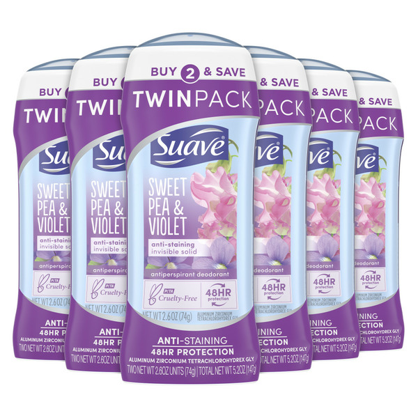 Deodorant Suave Antiperspirant Deodorant Stick Sweet Pea Violet hero