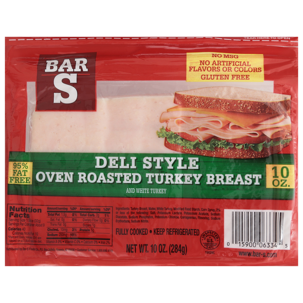 Lunch Meat Bar-S Deli Style Oven Roasted Turkey Breast Lunch Meat hero