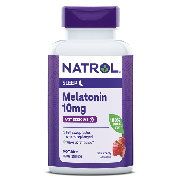 Stress & Sleep Aids Natrol Melatonin 10mg Strawberry Flavored Fast Dissolve Tablets hero