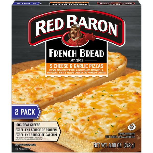 Frozen Pizza Red Baron French Bread Singles 5 Cheese & Garlic Pizzas hero