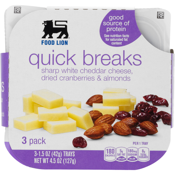 Packaged Cheese Food Lion Quick Breaks Cheddar Cheese, Cranberries, Almonds hero