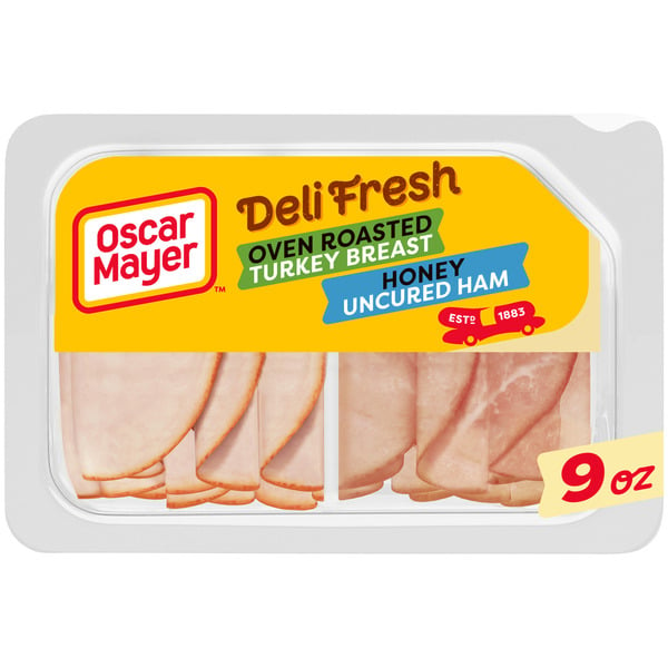 Packaged Lunchmeat Oscar Mayer Oven Roasted Turkey Breast & Smoked Uncured Ham Sliced Deli Sandwich Lunch Meat hero