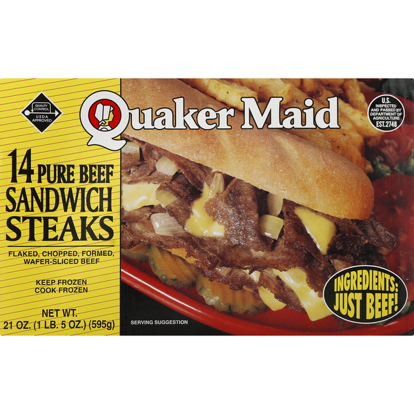 Frozen Meat & Seafood Quaker Maid Sandwich Steaks, Pure Beef hero